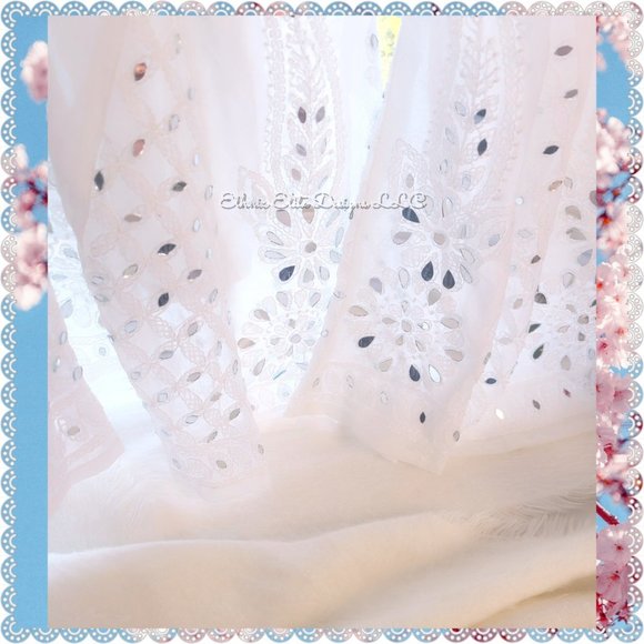 New Indian Lucknow Chikankari Art Mirror Work Sharara Pants For Womens - Picture 7 of 12